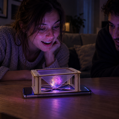 Espectáculo holográfico en el salón con el proyector LUMORA